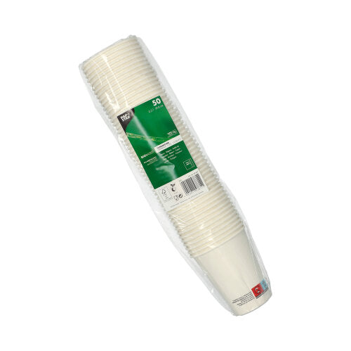 50 Trinkbecher, Pappe 0,2 l Ø 8 cm · 9,2 cm weiss