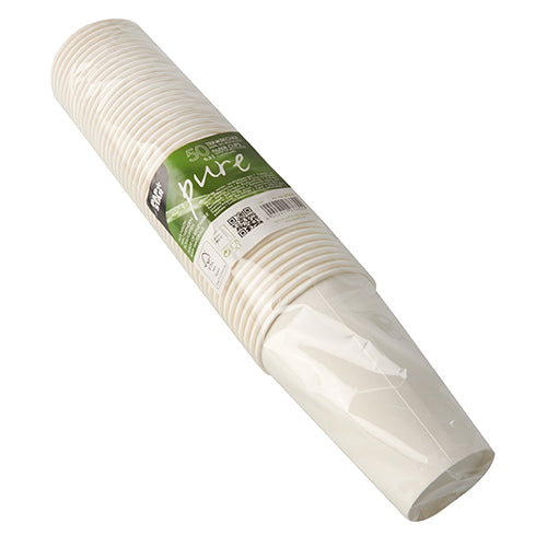 50 Trinkbecher, Pappe 0,3 l Ø 8 cm · 11,7 cm weiss