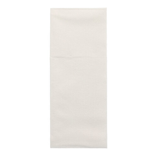 100 Bestecktaschen, Airlaid 40 cm x 48 cm weiss mit Besteckfalz
