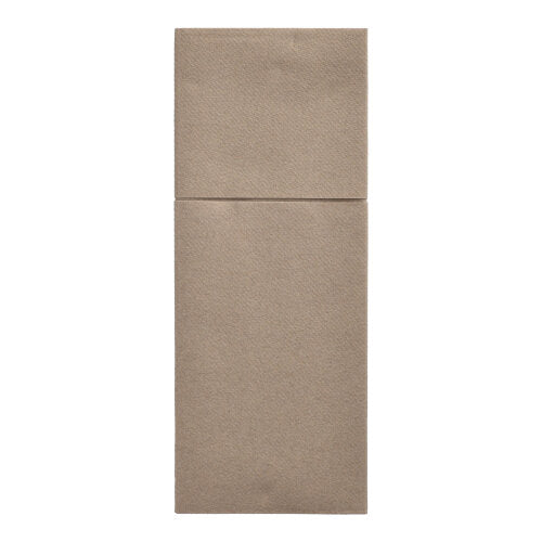 100 Bestecktaschen, Airlaid 40 cm x 48 cm taupe "Premium" mit Besteckfalz