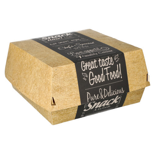 50 Burgerboxen, Pappe "pure" 8,5 cm x 15,5 cm x 15,5 cm "Good Food" XXL