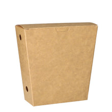 Lade das Bild in den Galerie-Viewer, 50 Pommes-Frites-Schütte, Pappe &quot;pure&quot; 4,3 cm x 14,5 cm x 11 cm braun mit Klappdeckel
