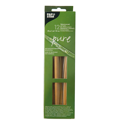 12 Trinkhalme, Bambus "pure" 23 cm inkl. Reinigungsbürste