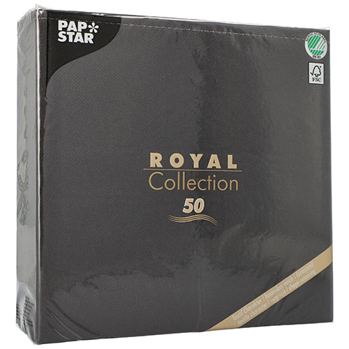 50 Servietten "ROYAL Collection" 1/4-Falz 48 cm x 48 cm schwarz