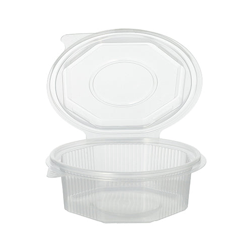 50 Verpackungsbecher mit Klappdeckeln, PP 8-eckig 375 ml 4,2 cm x 11 cm x 11 cm transparent
