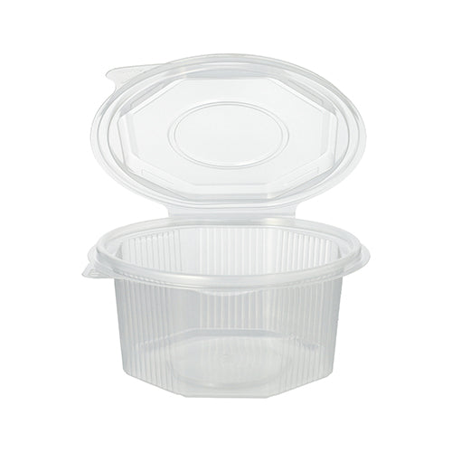 50 Verpackungsbecher mit Klappdeckeln, PP 8-eckig 500 ml 5,6 cm x 11 cm x 11 cm transparent