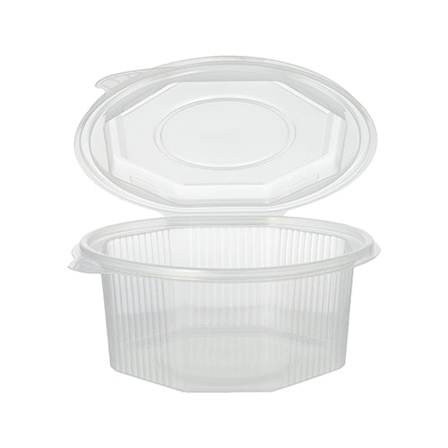 50 Verpackungsbecher mit Klappdeckeln, PP 8-eckig 750 ml 6,1 cm x 13 cm x 13 cm transparent