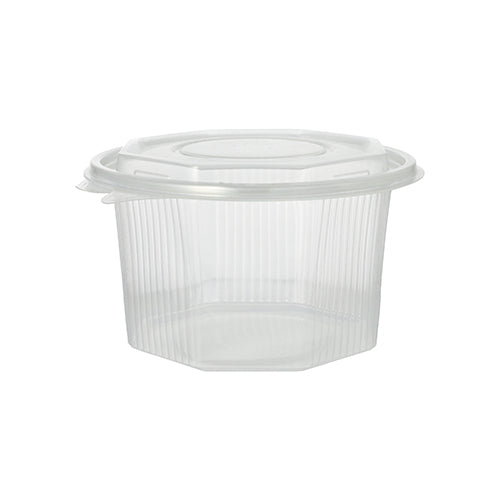 50 Verpackungsbecher mit Klappdeckeln, PP 8-eckig 1 l 8,3 cm x 13 cm x 13 cm transparent