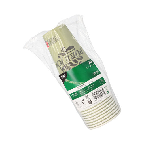 20 Trinkbecher, Pappe 0,3 l Ø 8 cm · 11,7 cm grün "Pure Joy"