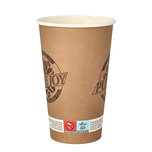 20 Trinkbecher, Pappe 0,4 l Ø 9 cm · 13,9 cm braun "Pure Joy"