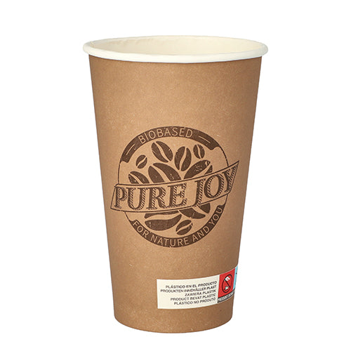 20 Trinkbecher, Pappe 0,4 l Ø 9 cm · 13,9 cm braun "Pure Joy"
