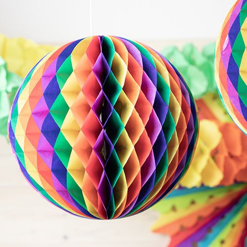Wabenball Ø 30 cm "Rainbow" schwer entflammbar