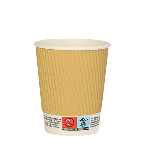 10 Trinkbecher, Pappe 0,2 l Ø 8 cm · 9 cm Ripple Wall