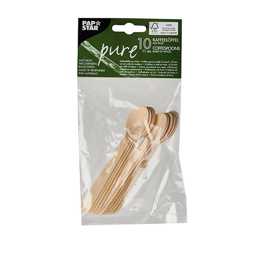 10 Kaffeelöffel, Holz "pure" 11 cm