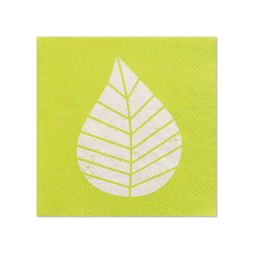 20 Servietten, 3-lagig 1/4-Falz 25 cm x 25 cm grün "Graphic Leaves"