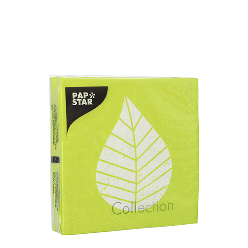 20 Servietten, 3-lagig 1/4-Falz 25 cm x 25 cm grün "Graphic Leaves"