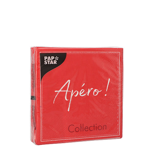 20 Servietten, 3-lagig 1/4-Falz 25 cm x 25 cm rot "Apero"