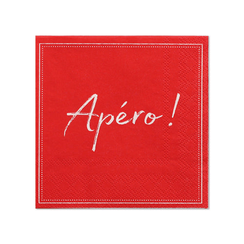 20 Servietten, 3-lagig 1/4-Falz 25 cm x 25 cm rot "Apero"
