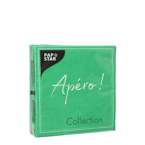 20 Servietten, 3-lagig 1/4-Falz 25 cm x 25 cm grün "Apero"