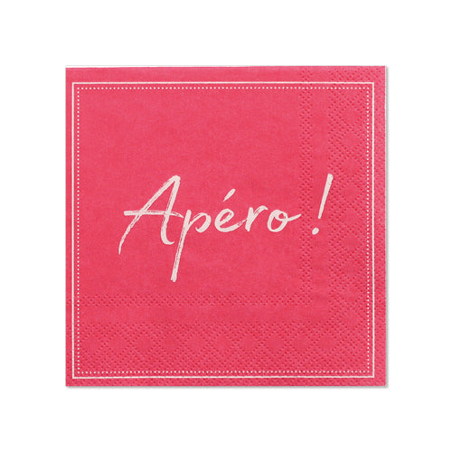 20 Servietten, 3-lagig 1/4-Falz 25 cm x 25 cm fuchsia "Apero"
