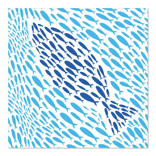 20 Servietten, 3-lagig 1/4-Falz 33 cm x 33 cm "Banc de Poissons"