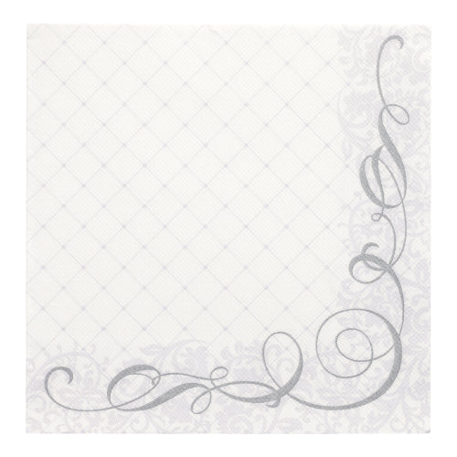 50 Servietten "ROYAL Collection" 1/4-Falz 40 cm x 40 cm silber "Megan"
