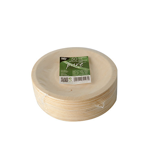 50 Fingerfood - Teller, Holz "pure" rund Ø 14 cm · 2 cm