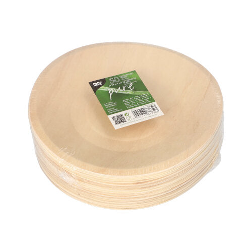 50 Fingerfood - Teller, Holz "pure" rund Ø 19 cm · 2 cm