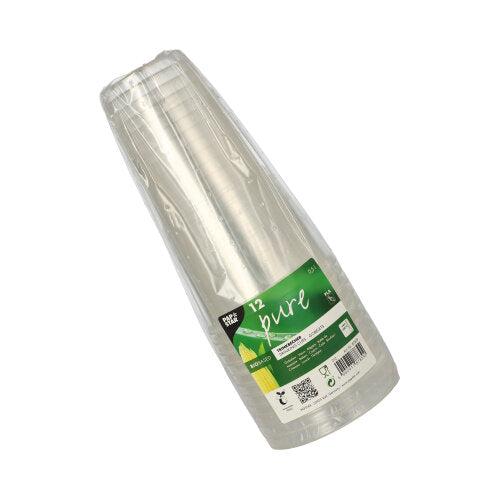 12 Kaltgetränkebecher, PLA "pure" 0,5 l Ø 9,5 cm · 16,2 cm glasklar mit Schaumrand
