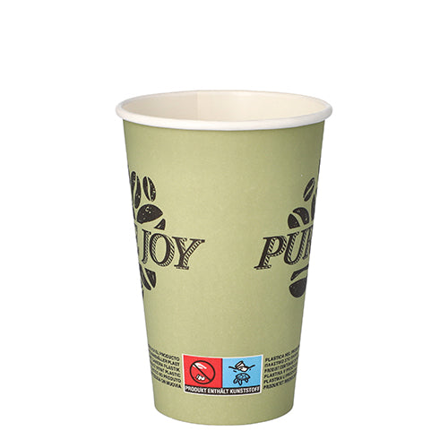 50 Trinkbecher, Pappe 0,3 l Ø 8 cm · 11,7 cm grün "Pure Joy"