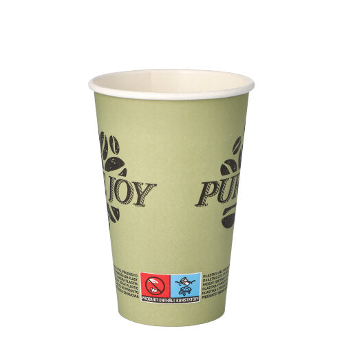 50 Trinkbecher, Pappe 0,3 l Ø 8 cm · 11,7 cm grün "Pure Joy"