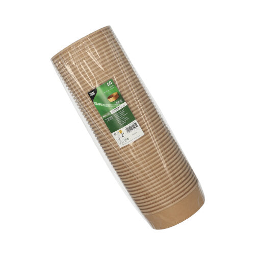 50 Salatschalen, Pappe rund 500 ml Ø 15 cm · 4,6 cm braun