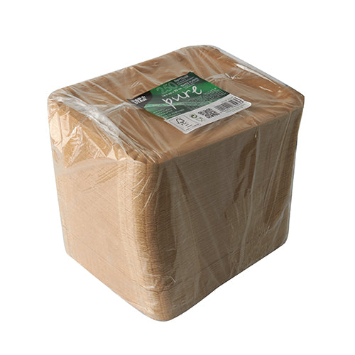 250 Teller, Pappe "pure" eckig 16,5 cm x 20 cm braun