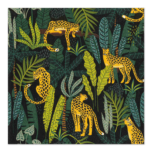 20 Servietten, 3-lagig 1/4-Falz 33 cm x 33 cm "Leopard"