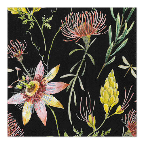 20 Servietten, 3-lagig 1/4-Falz 33 cm x 33 cm "Flowers"