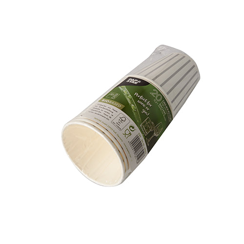 20 Trinkbecher, Pappe 0,2 l Ø 8 cm · 9,1 cm grau/silber "Wine / Gin Tonic"