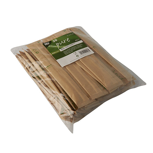 50 Messer, Holz "pure" 16,5 cm einzeln verpackt in Papierbeutel