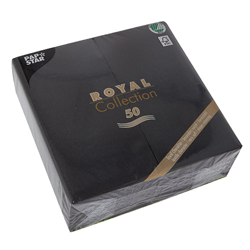50 Servietten "ROYAL Collection" 1/8-Falz 48 cm x 48 cm schwarz