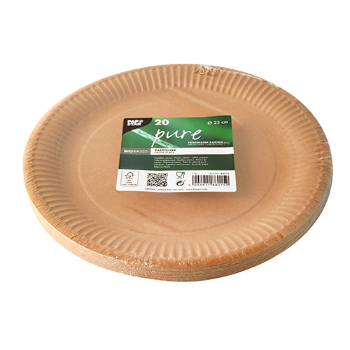 20 Teller, Pappe "pure" rund Ø 23 cm braun