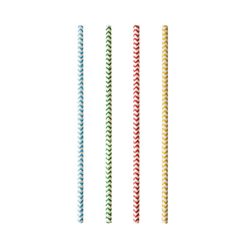 25 Trinkhalme, Papier Ø 6 mm · 20 cm farbig sortiert "Zig-Zag"