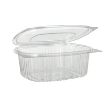 Lade das Bild in den Galerie-Viewer, 50 Feinkost- und Salatschalen mit Klappdeckel, R-PET oval 750 ml 6,2 cm x 14,4 cm x 17,5 cm klar
