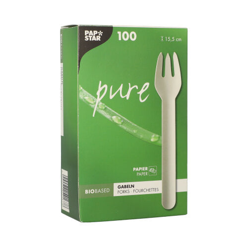 100 Gabeln, Papier "pure" 15,5 cm weiss