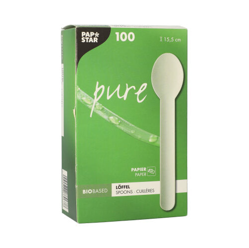 100 Löffel, Papier "pure" 15,5 cm weiss