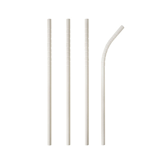 100 Trinkhalme Papier "pure" Ø 6 mm · 20 cm weiss flexibel