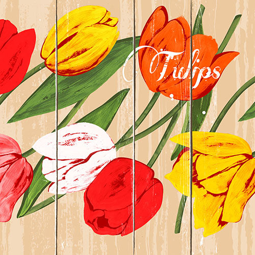 100 Servietten, 3-lagig 1/4-Falz 33 cm x 33 cm "Blooming Tulips"
