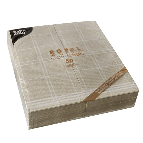 50 Servietten "ROYAL Collection" 1/6-Falz 48 cm x 33 cm sand "Kitchen Craft"