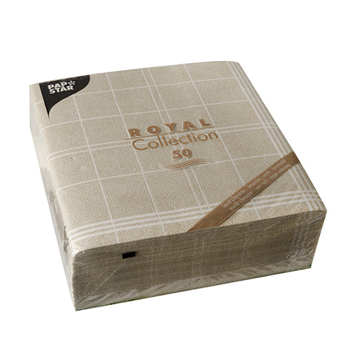 50 Servietten "ROYAL Collection" 1/4-Falz 40 cm x 40 cm sand "Kitchen Craft"