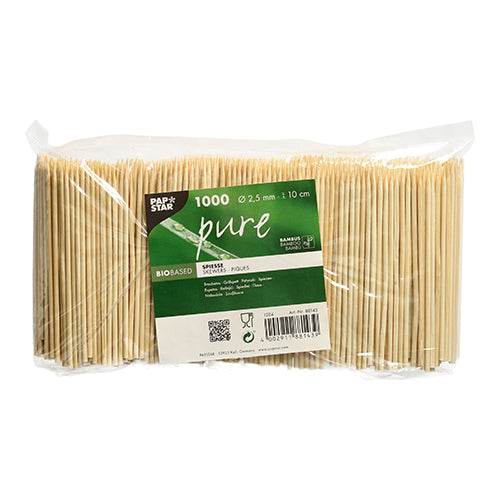 1000 Fingerfood - Spieße, Bambus "pure" Ø 2,5 mm · 10 cm