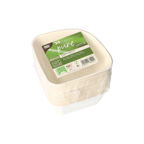 24 Schalen, Zuckerrohr "pure" 5,5 cm x 12,8 cm x 12,8 cm weiss "Belle Vie, Ligne Carrée"