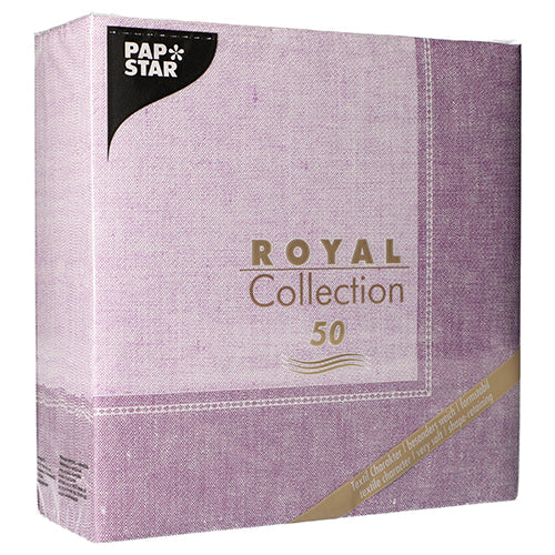 50 Servietten "ROYAL Collection" 1/4-Falz 40 cm x 40 cm flieder "Linum"